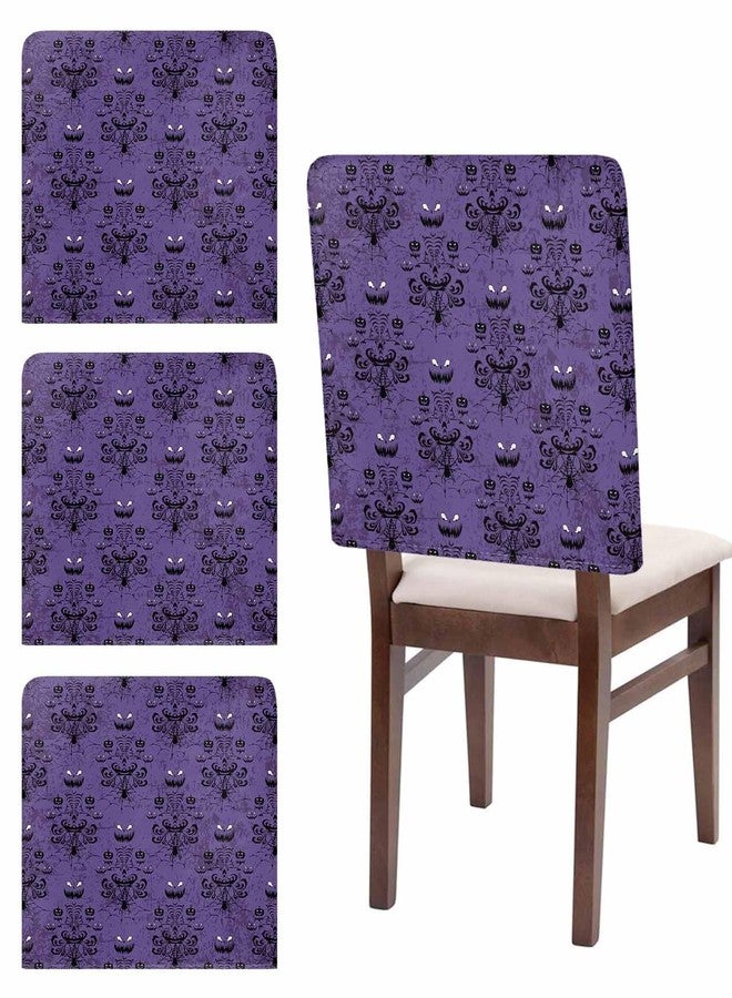LooPoP Halloween Chair Covers Set of 4 Ghost Grimace Pumpkin Chair Slipcover Protector Removable Stretch Chair Covers Horror Night Purple Black Chair Back Covers for Dining Chairs Kitchen Dinner Holiday - Image 1